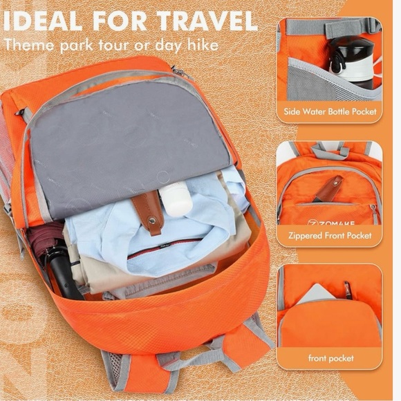 Zomake Packable Backpack 30L - Lightweight Foldable, Water Resistant - Picture 2 of 3